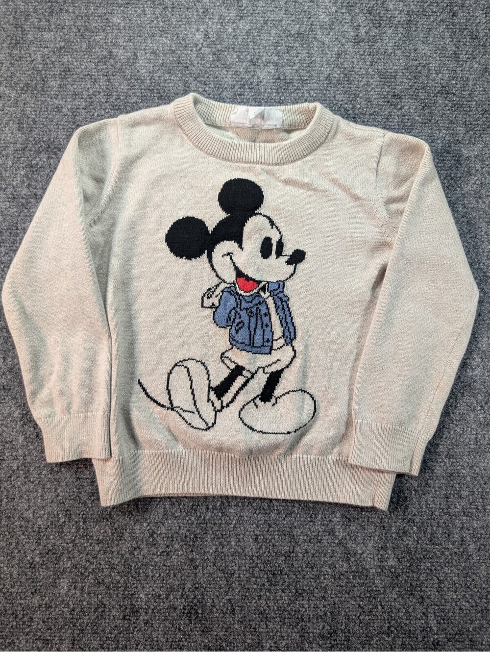 Baby Gap Size 5T Youth Beige Mickey Mouse Knit Pullover Sweater Cotton Disney
